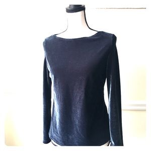 Velvet grey green blue boat neck top shirt